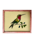 Hummingbird In Pink Frame - Medium Glass Painting
