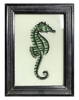 Hand Painted Indian Glass Art - Green Seahorse - Small