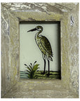 Hand Painted Indian Glass Art - Heron - Mini