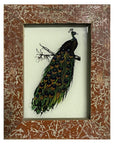 Hand Painted Indian Glass Art - Peacock - Mini