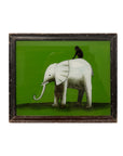 Green Elephant And Monkey - Medium Glass Painting
