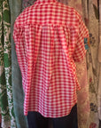 Embroidered Blouse - Red Check
