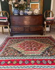 Handwoven Wool Persian Senneh Kilim - Red/Blue