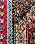 Handwoven Wool Persian Senneh Kilim - Red/Blue