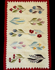 Romanian Cream/Red Border Wool Floral Kilim