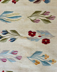 Romanian Cream/Red Border Wool Floral Kilim