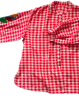Embroidered Blouse - Red Check