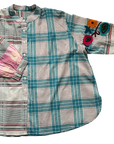 Embroidered Blouse - Pink And Blue Check