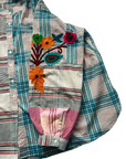 Embroidered Blouse - Pink And Blue Check