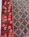 Vintage Galicha Bengali Throw - Red and Green
