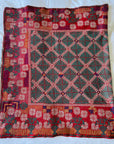 Vintage Galicha Bengali Throw - Red and Green