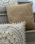 Embroidered Cushion Cover - Caramel