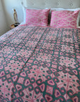 Vintage Galicha Bengali Throw - Pink And Green