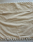 Embroidered Cushion Cover With Pom Poms - Ivory