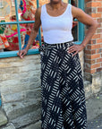 Hand Screen Printed Cotton Reversible Wrap Maxi Skirt