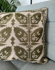 Embroidered Cushion Cover - Geometric Leaf Design