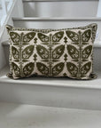 Embroidered Cushion Cover - Geometric Leaf Design
