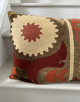 Rectangular Velvet Cushion Cover - Sozani Embroidery In Autumn Colours