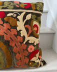 Square Velvet Cushion Cover - Sozani Embroidery In Autumn Colours