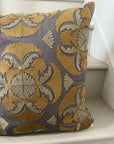 Sozani Style Embroidered Cushion Cover - Grey and Camel
