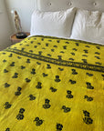 Handstitched Vintage Kantha Throw - Bright Lime