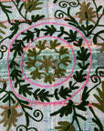 Vintage Hand Stitched Kantha Sozani Throw - Greens