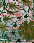 Vintage Hand Stitched Kantha Sozani Throw - Greens
