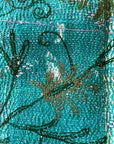 Vintage Hand Stitched Kantha Sozani Throw - Greens