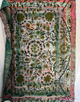 Vintage Hand Stitched Kantha Sozani Throw - Greens
