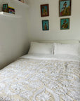 Hand Embroidered Cotton Sozani Panel - White