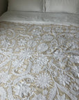 Hand Embroidered Cotton Sozani Panel - White