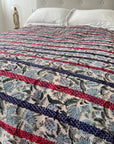 Hand Stitched and Hand Block Printed Kantha Throw - Bold Stripe