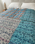 Hand Stitched and Hand Block Printed Kantha Throw - Bold Stripe