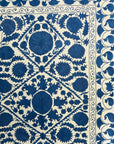 Hand Embroidered Cotton Sozani Panel - Deep Blue