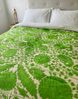 Hand Embroidered Cotton Sozani Panel - Pea Green