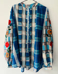 Embroidered Blouse - Blue Check