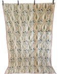 Vintage Kantha Throw with Handblock Print - Floral Print