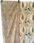 Vintage Kantha Throw with Handblock Print - Floral Print