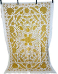 Cotton Hand Embroidered Sozani Throw - Ochre
