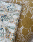 Vintage Kantha Throw with Handblock Print - Floral Print