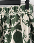 Embroidered Sozani Pattern Full Skirt - Sage and Off White