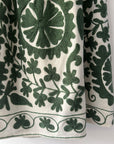 Embroidered Sozani Pattern Full Skirt - Sage and Off White