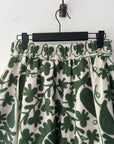 Embroidered Sozani Pattern Full Skirt - Sage and Off White