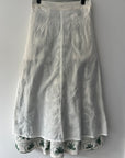 Embroidered Sozani Pattern Full Skirt - Sage and Off White