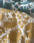 Cotton Hand Embroidered Sozani Throw - Ochre
