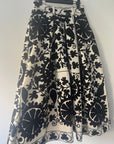 Embroidered Sozani Pattern Full Skirt - Black And Off White