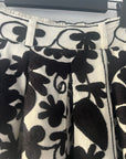 Embroidered Sozani Pattern Full Skirt - Black And Off White