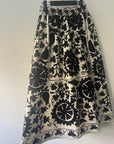 Embroidered Sozani Pattern Full Skirt - Black And Off White