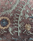 Cotton Velvet Embroidered Suzani Bedcover - Rose Grey