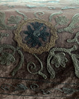 Cotton Velvet Embroidered Suzani Bedcover - Rose Grey